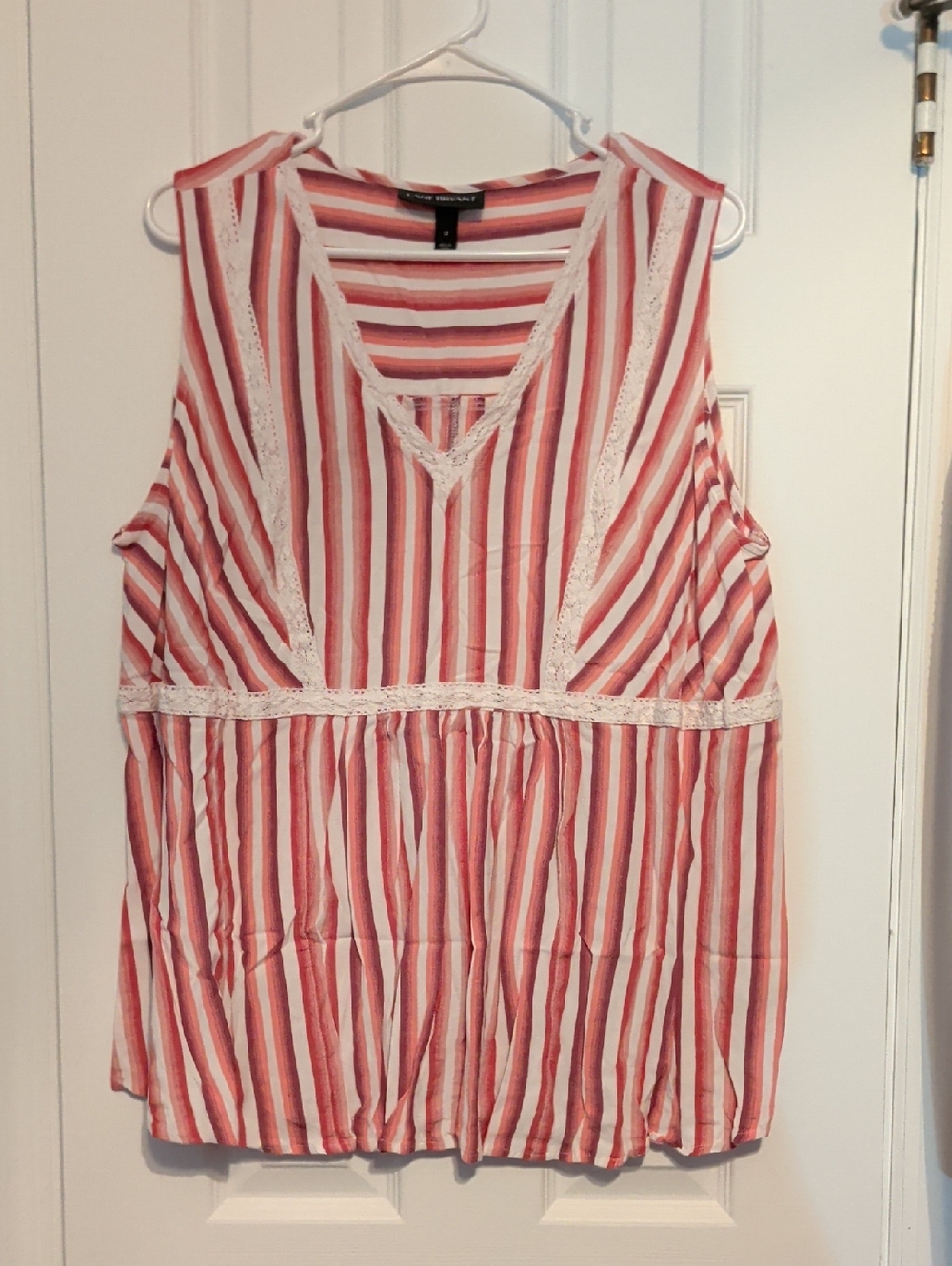 Lane Bryant Pink and Brown Striped Top Sz 18